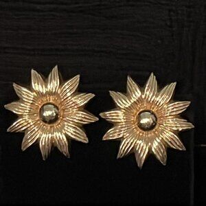 Gold Tone Corolite Flower Earrings